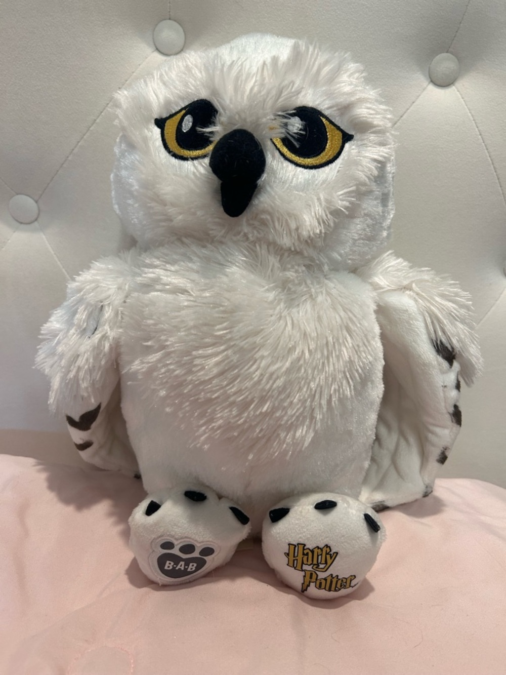 Build-A-Bear White Hedwig Owl Plush with Gold Eyes